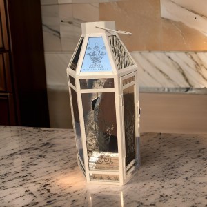 فانوس رمضان معدن حجم كبير ابيض مرايا عاكسة