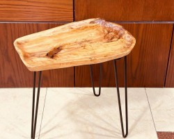  جاط تقديم / تفضيل فواكه خشب طبيعي صناعة يدوية مع ارجل / برجل حديد اسود 52 سم 