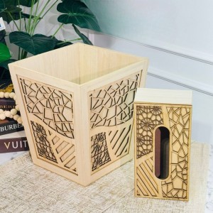 طقم سلة مع علبة محارم  CNC مزخرف دوائر M25-11