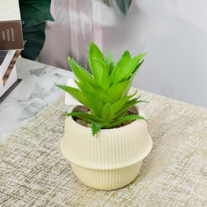 قوار ورد صبار16 سم بورسلان صغير محزز فضاء