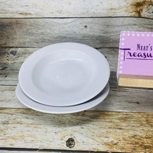 صحن مدور 8 انش ميلامين ابيض مجور خفيف