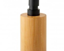 علبة صابون سائل خشب بامبو مع غطاء بلاستيكي لون اسود