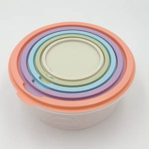 طقم طبروير 5 قطع مدور زيتي / زهري مع غطا تبروير