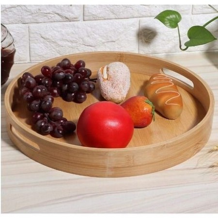 طقم صواني بامبو كبير مدور