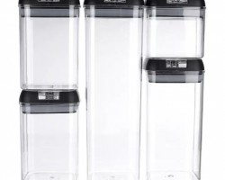 طقم علب اكريليك/ 5 غطاء شفاف كبس - مرتبان طبروير 5 قطع طقم علب اكريليك/ 5 غطاء شفاف كبس - مرتبان طبروير 5 قطع