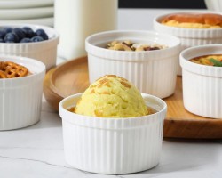 طقم صحون مارفن كيك / صوصات - مكسرات بورسلان ابيض محزز 3 قطع 7 سم