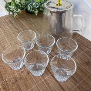 طقم فناجين قهوة زجاج سادة محزز 50 مل عدد 6 قطع طقم فناجين قهوة زجاج سادة محزز 50 مل عدد 6 قطع