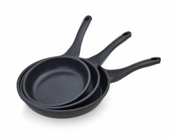 طقم 3 قلايات جرانيت MASS Dokum Tava مع نظام توزيع حرارة 20-24-28 سم