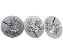 طقم صحون بورسلان ابيض مرسم اسود وردة حنا18 قطعة