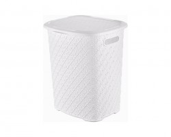 سلة غسيل رتان تركي 52 لتر سادة Merway 4161 مع غطاء