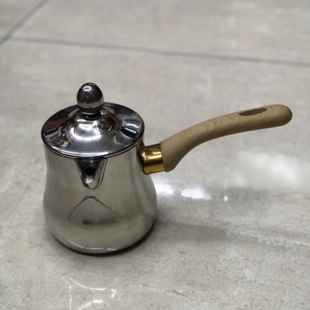 غلاية قهوة نيكل مع غطاء بشفة مصفاي 750mL يد عظم غلاية قهوة نيكل مع غطاء بشفة مصفاي 750mL يد عظم