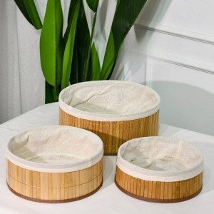 طقم سلال ديكور مدور خشب بوص بامبو مع قماش 3 قطع طقم سلال ديكور مدور خشب بوص بامبو مع قماش 3 قطع