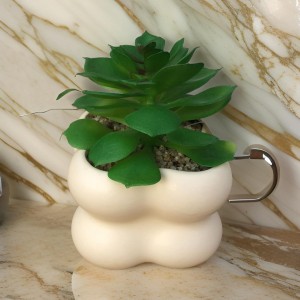 قوار ورد صبار16 سم بورسلان مربع حلقات ابيض M21-4 قوار ورد صبار16 سم بورسلان مربع حلقات ابيض M21-4