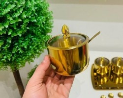 سكرية ذهبي مع غطاء وملعقة Seasoning.C