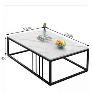 طاولة مستطيل معدن اسود وجه حرانيت ابيض طاولة مستطيل معدن اسود وجه حرانيت ابيض