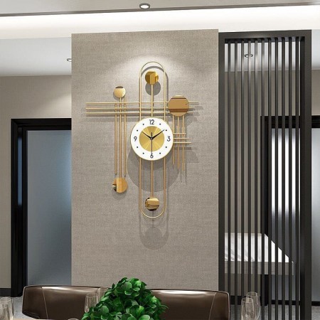 ساعة حائط دوائر انتيكا مع برواز حديد ذهبي مقاس 60 × 80 سم