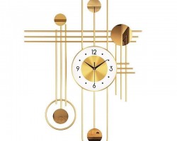 ساعة حائط دوائر انتيكا مع برواز حديد ذهبي مقاس 60 × 80 سم