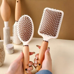 فرشاة - مشاطة شعر يد خشبية بامبو مستطيل وبيضاوي فرشاة - مشاطة شعر يد خشبية بامبو مستطيل وبيضاوي