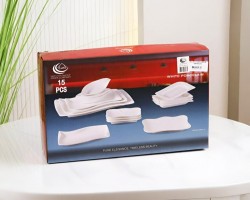 طقم صحون بورسلان ابيض سيرفس مستطيل 15 قطعة