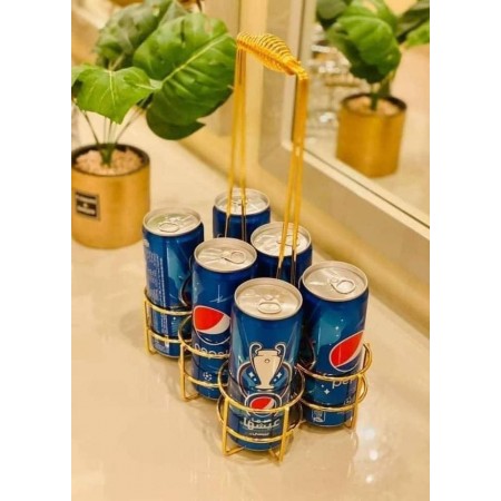 حمالة كاسات - علب فرش 6 عين ذهبي مع يد مجدول