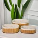 طقم سلال ديكور بيضاوي خشب بوص بامبو مع قماش 3 قطع
