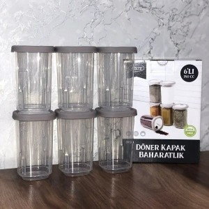 طقم 6 علب بهارات بلاستيك سكني وابيض VIOLET