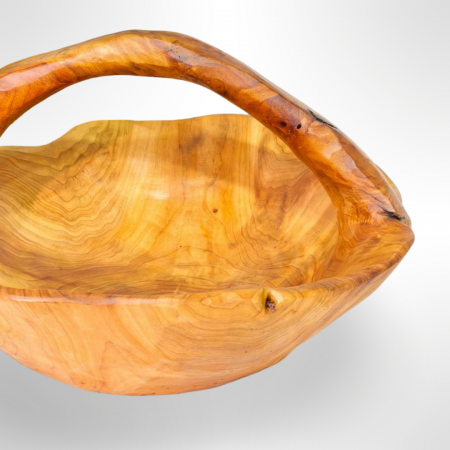 سلة فواكه خشب طبيعي مدور زان د قوس حجم كبير 40 سم