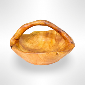 سلة فواكه خشب طبيعي مدور زان د قوس حجم كبير 40 سم