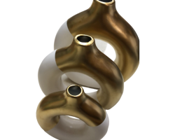 طقم تحف / مزهريات ابيض مذهب مدور دونت باونتي بورسلان 3 قطع طقم تحف / مزهريات ابيض مذهب مدور دونت باونتي بورسلان 3 قطع