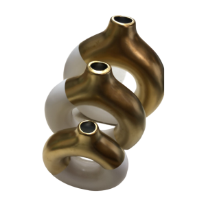 طقم تحف / مزهريات ابيض مذهب مدور دونت باونتي بورسلان 3 قطع طقم تحف / مزهريات ابيض مذهب مدور دونت باونتي بورسلان 3 قطع