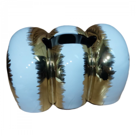 علبة - بكيت محارم ابيض و ذهبي بورسلان ثقيل