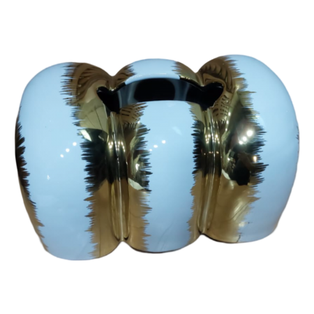 علبة - بكيت محارم ابيض و ذهبي بورسلان ثقيل