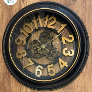 ساعة حائط بلاستيك مدور 35 سم مسننات مع ارقام بني ساعة حائط بلاستيك مدور 35 سم مسننات مع ارقام بني