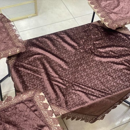 شرشف طاولة وسط + 4 وجه اسكمله سادة مخمل CNC ثقيل FH23 شرشف طاولة وسط + 4 وجه اسكمله سادة مخمل CNC ثقيل FH23