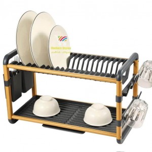 مشك صحون المنيوم طبقتين مستطيل ذهبي مع حمالة كاسات ومعالق مشك صحون المنيوم طبقتين مستطيل ذهبي مع حمالة كاسات ومعالق