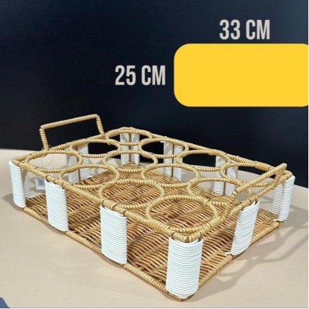 حمالة فرش مربع 12عين مع ايدي معدن مجدول خيش 33 × 25 سم