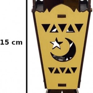 فانوس خشب مصري حجم صغير شكل مبخرة خليجي مع رسم مسجد وهلال