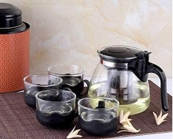 ابريق / شاف ماء زجاج مع 4 كاسات عرض