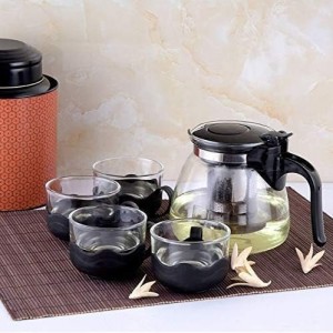 ابريق عصير - شاي زجاج مع مصفاه واربع كاسات ابريق عصير - شاي زجاج مع مصفاه واربع كاسات