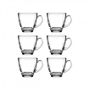 طقم كاسات شاي زجاج شفاف مع يد 6 قطع LIFE VOGUE طقم كاسات شاي زجاج شفاف مع يد 6 قطع LIFE VOGUE