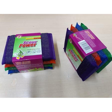 ليف جلي scour power اربع قطع ملونه