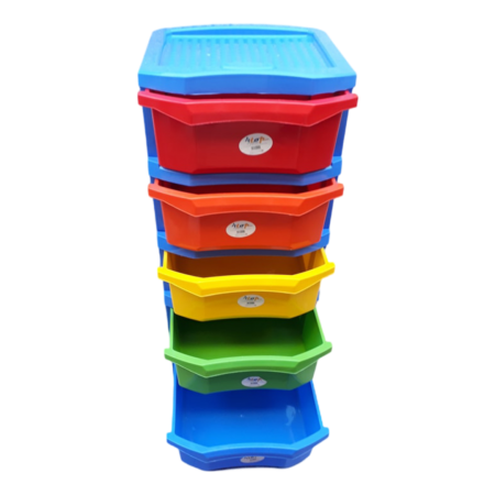 سلة خضار اسود مع جرارات بلاستيك ملون حجم وسط اردني TOPOP