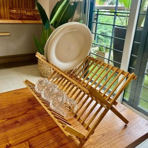 مشك صحون خشب بامبو طبقتين xin zhu مشك صحون خشب بامبو طبقتين xin zhu