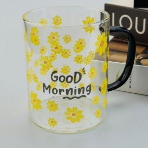 كاسة ماغ اسطواني جود مورننج مرسم وردة اصفر AF071-2B