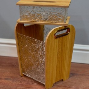 سلة مع علبة محارم خشب مع اكريليك سلة مع علبة محارم خشب مع اكريليك