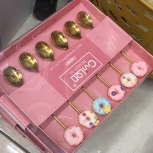 طقم معالق ذهبية طويل 6 قطع مسكه باونتي ملون GVILON