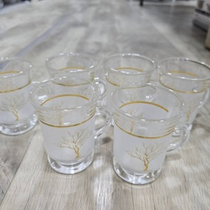 طقم كاسات شاي صيني حز ذهبي شجرة 12 قطعة