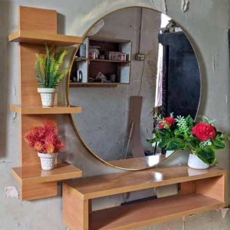 مراه مراية مدخل تعليق مدور اطار ذهبي/فضي بلاستيك 40سم  