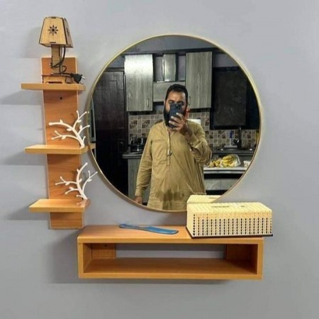 مراه مراية مدخل تعليق مدور اطار ذهبي/فضي بلاستيك 40سم  