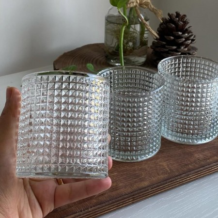 طقم كاسات عصير زجاج مربعات منقط قصير 12 قطعةADC24-03SP 5127